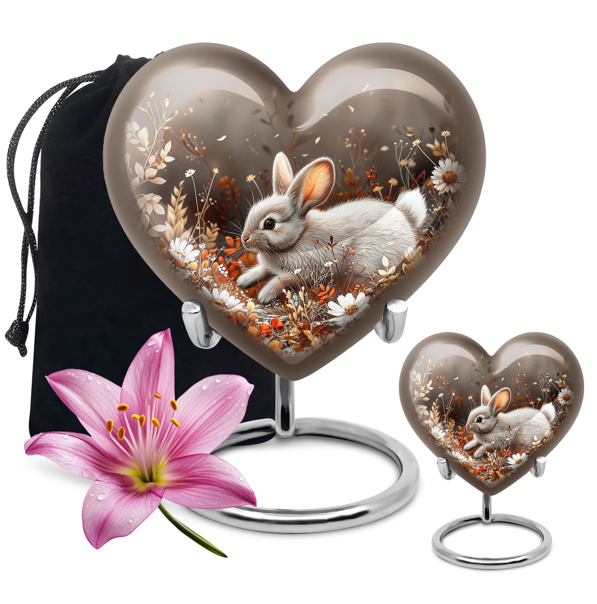 Forest Rabbit Meadow - Rabbit Urn Memorial, Funeral Shape Urn