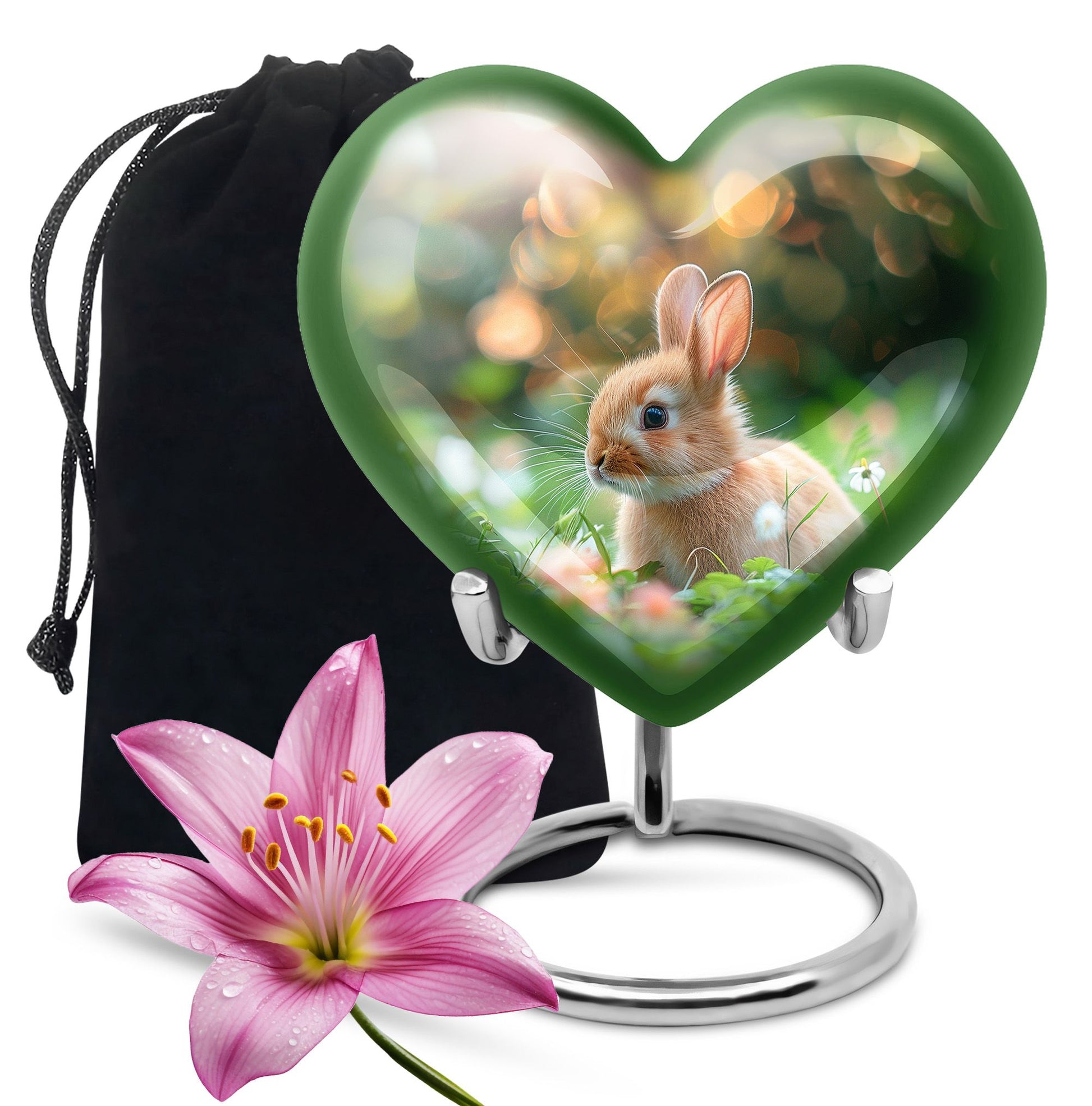 Green Baby Bunny Rabbit Urn – Beautiful Memorial for Pet Rabbits