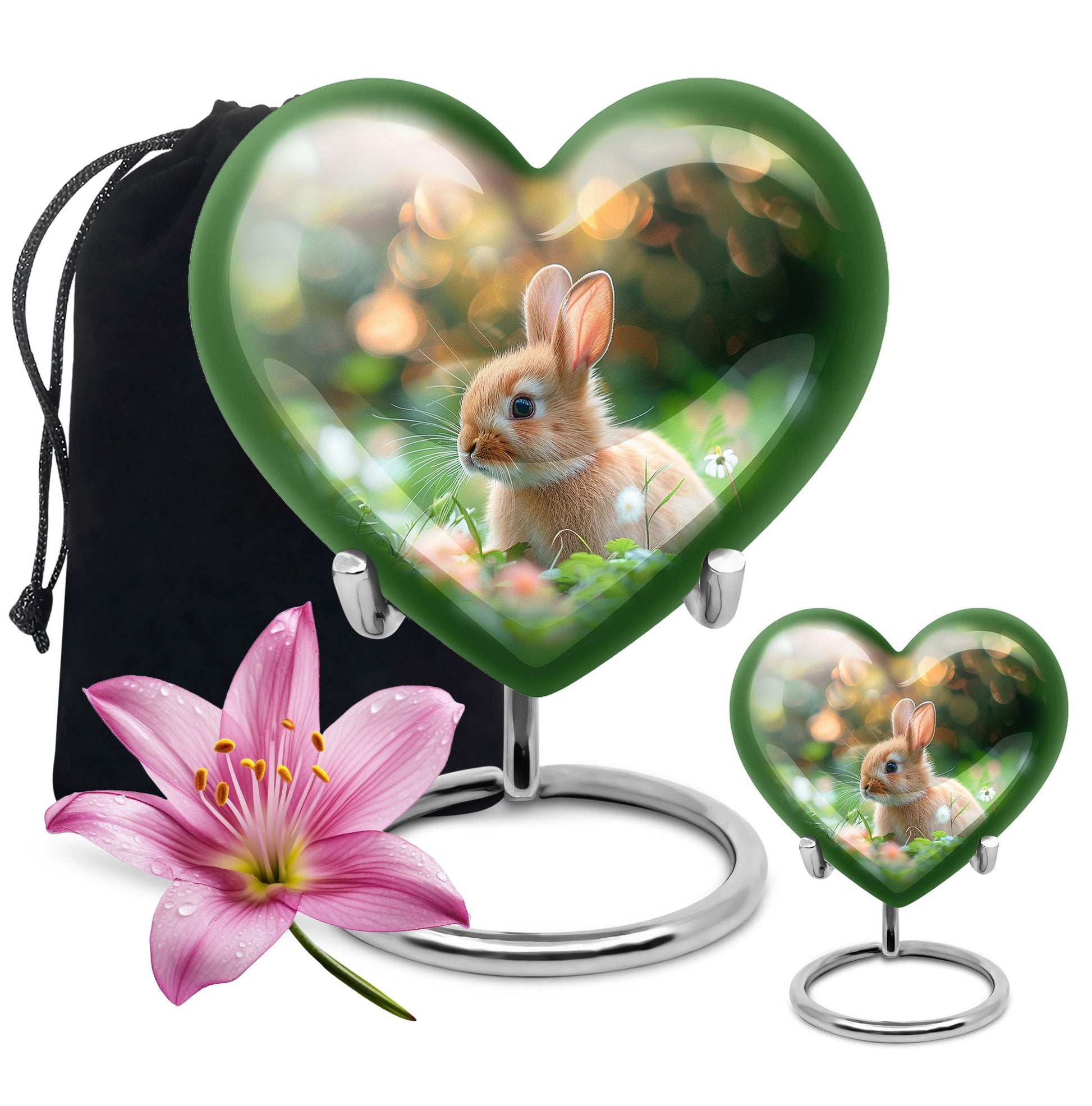 Green Baby Bunny Rabbit Urn – Beautiful Memorial for Pet Rabbits