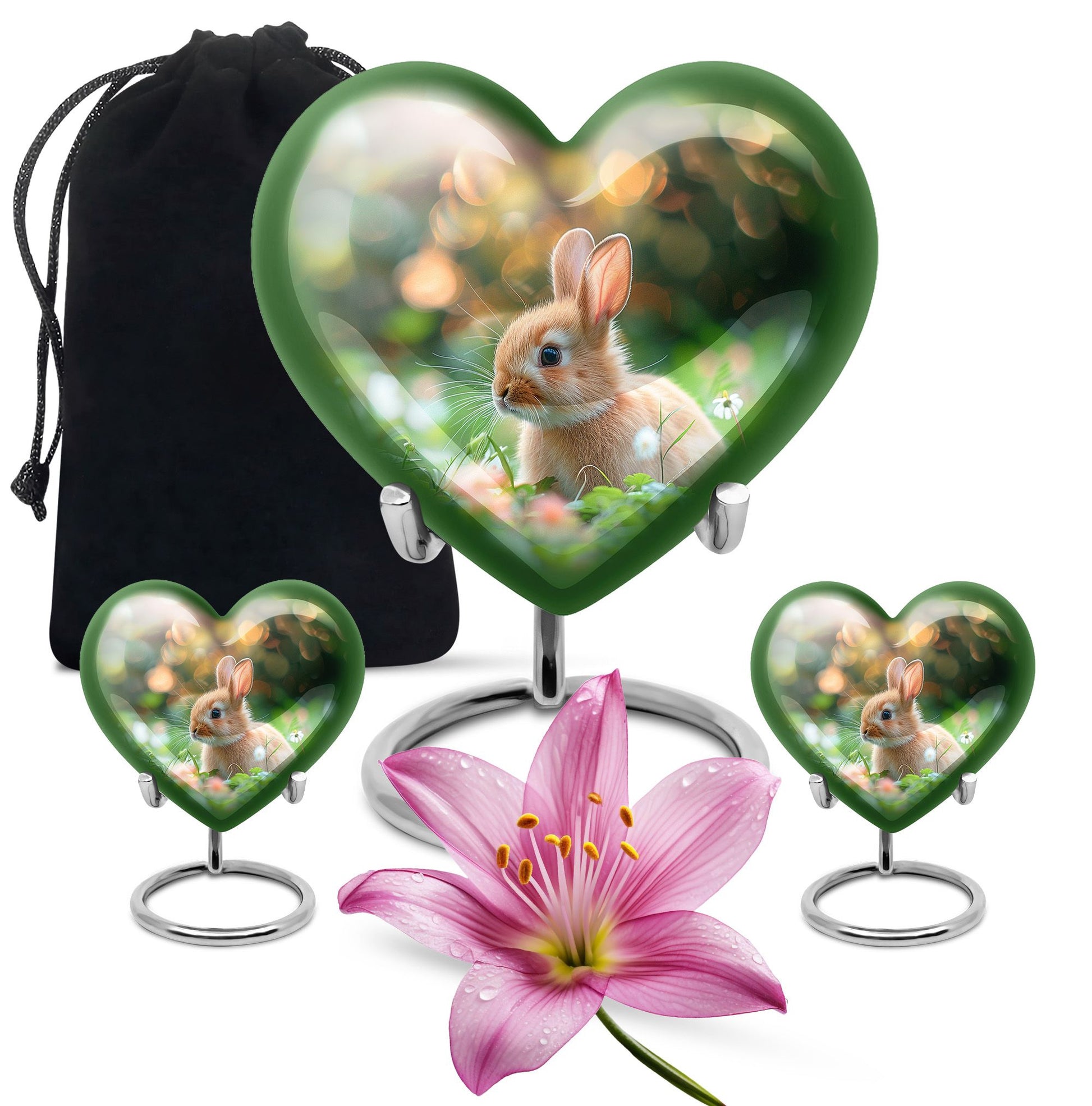 Green Baby Bunny Rabbit Urn – Beautiful Memorial for Pet Rabbits