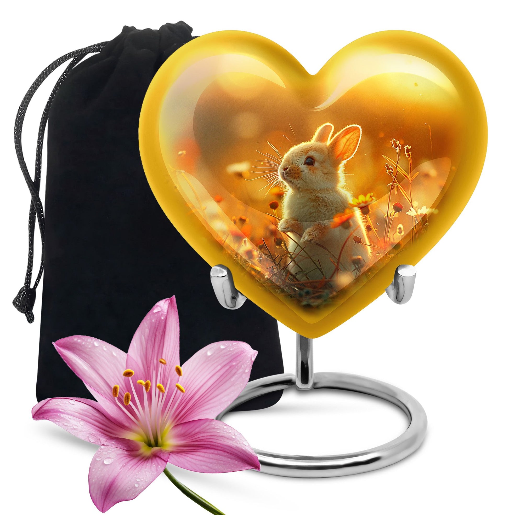 Sunset Baby Bunny Rabbit Urn - Beautiful Memorial For Pets Ashes