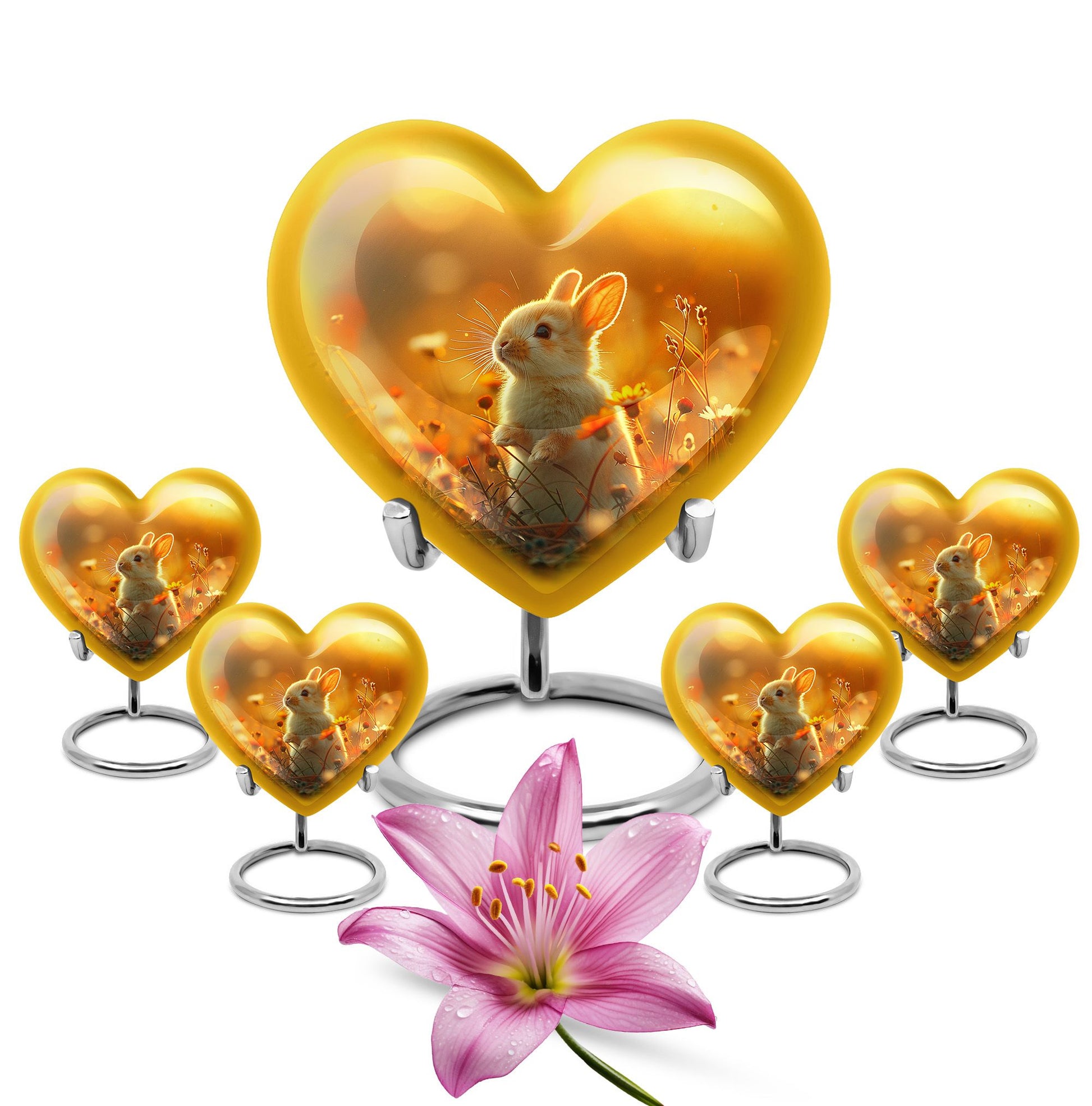 Sunset Baby Bunny Rabbit Urn - Beautiful Memorial For Pets Ashes