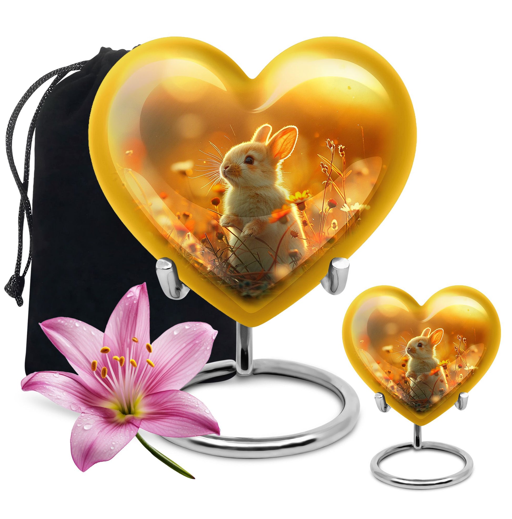 Sunset Baby Bunny Rabbit Urn - Beautiful Memorial For Pets Ashes