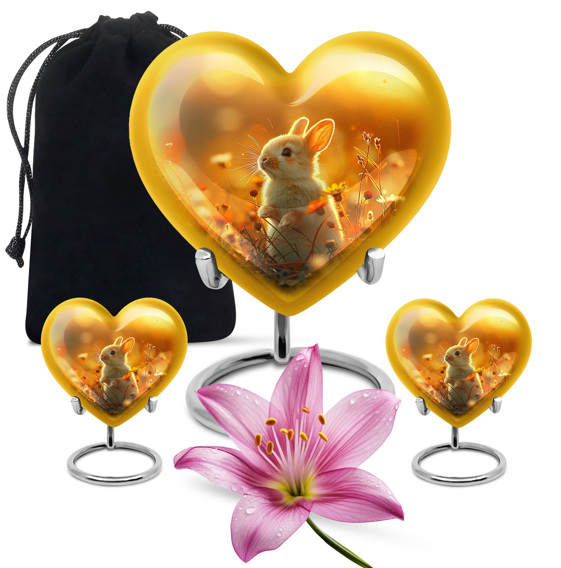 Sunset Baby Bunny Rabbit Urn - Beautiful Memorial For Pets Ashes