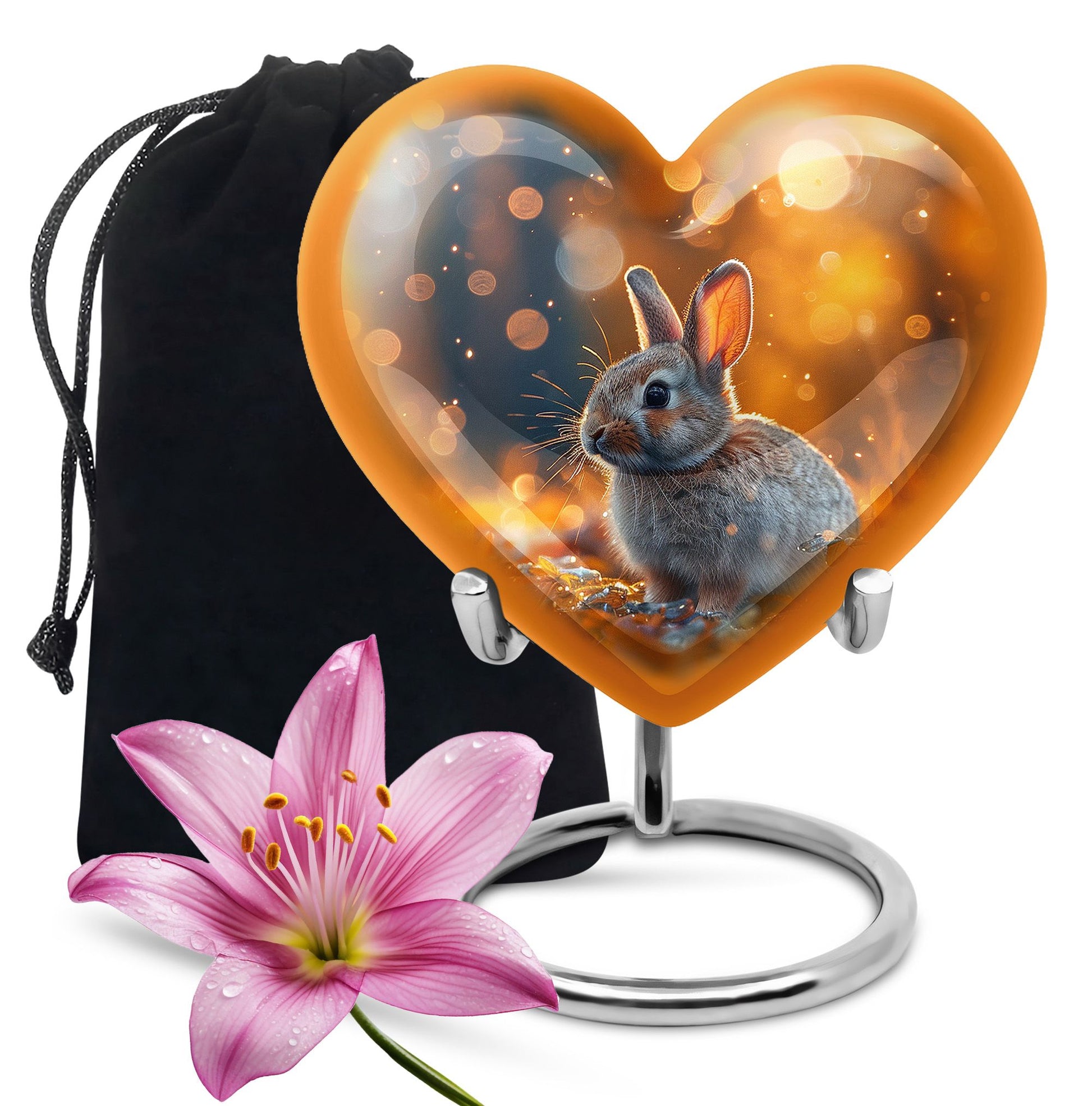 Golden Bunny Cremation Urn- Large Decorative Rabbit Urn For Ashes