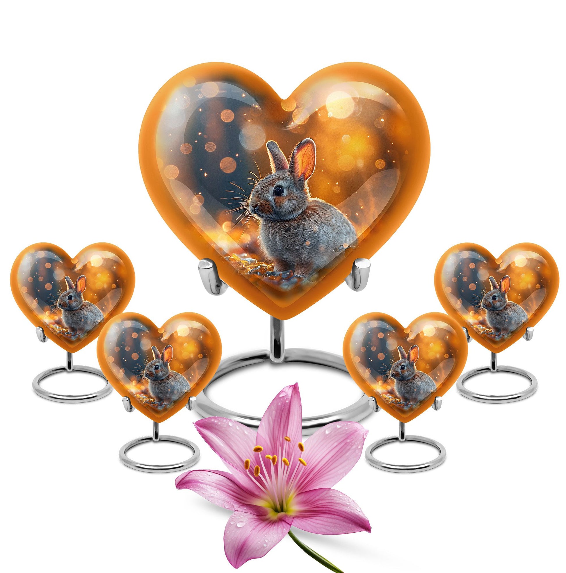 Golden Bunny Cremation Urn- Large Decorative Rabbit Urn For Ashes