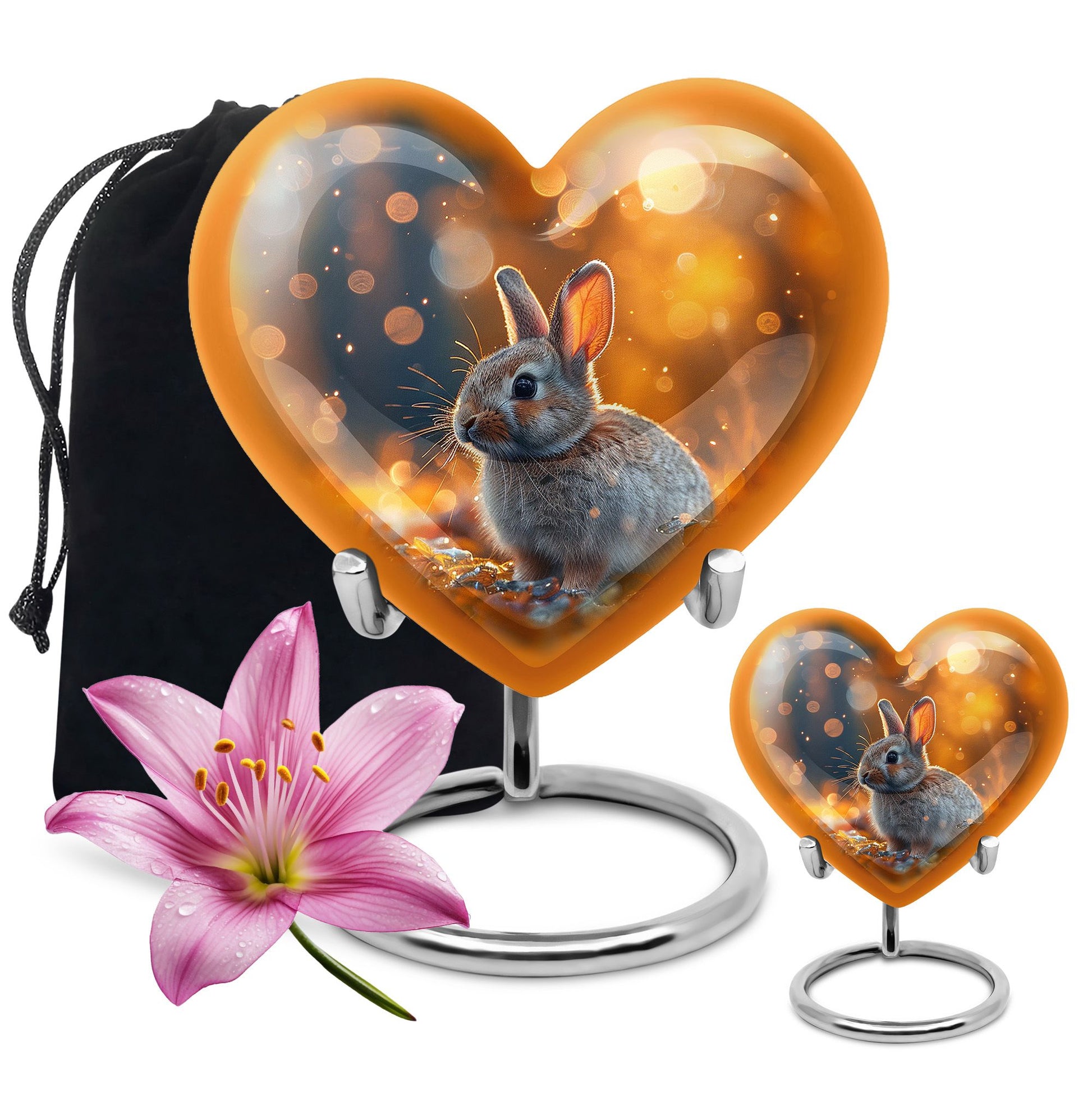 Golden Bunny Cremation Urn- Large Decorative Rabbit Urn For Ashes