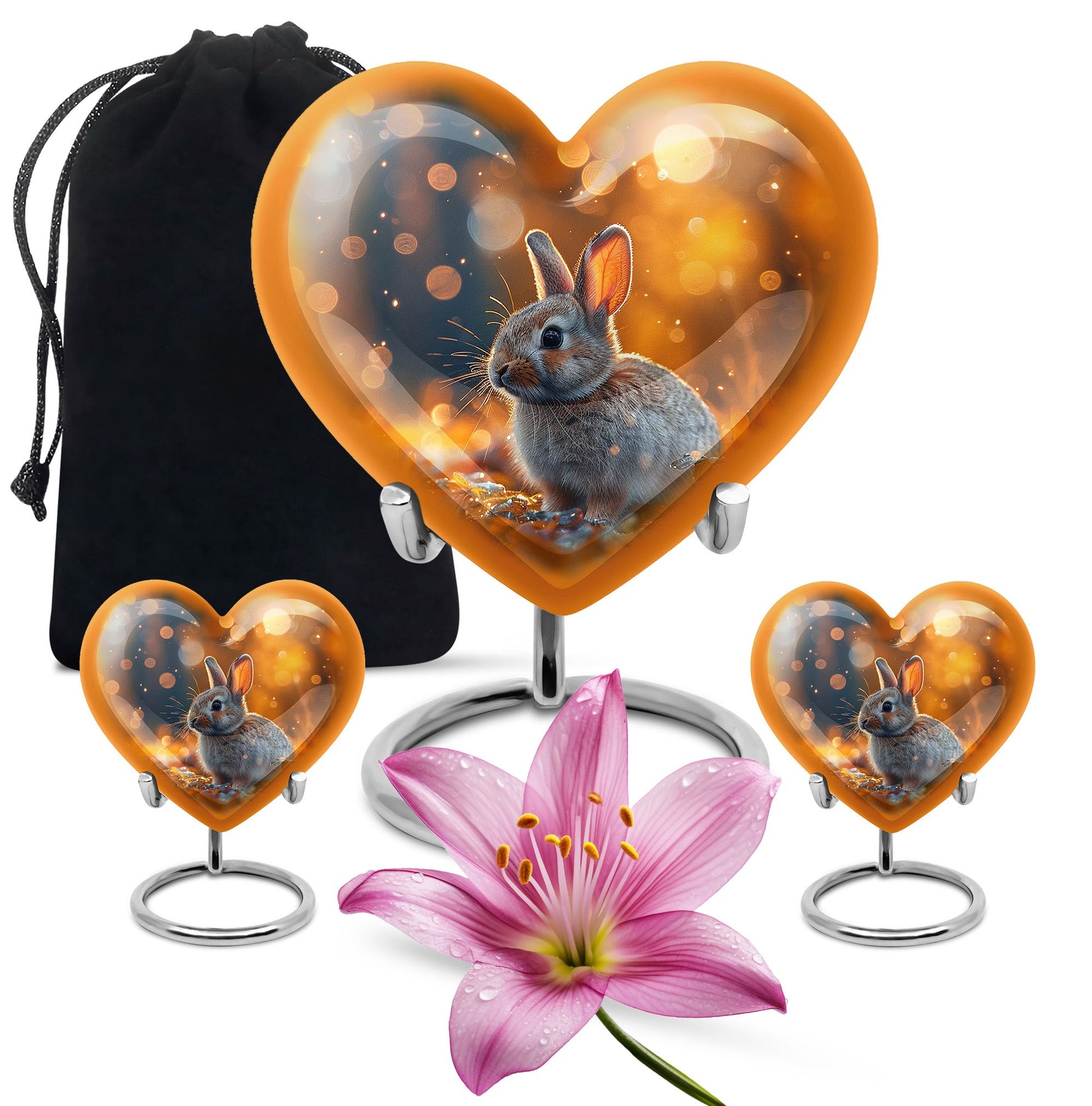 Golden Bunny Cremation Urn- Large Decorative Rabbit Urn For Ashes