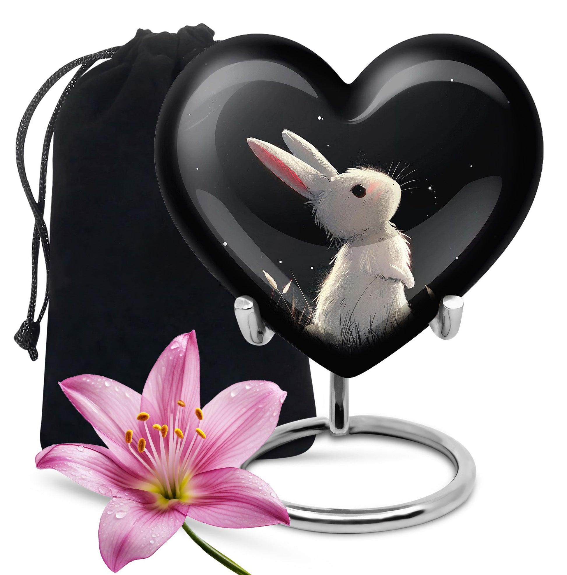 Black Baby Bunny Cremation Urn - Mini Urns For Pet Ashes