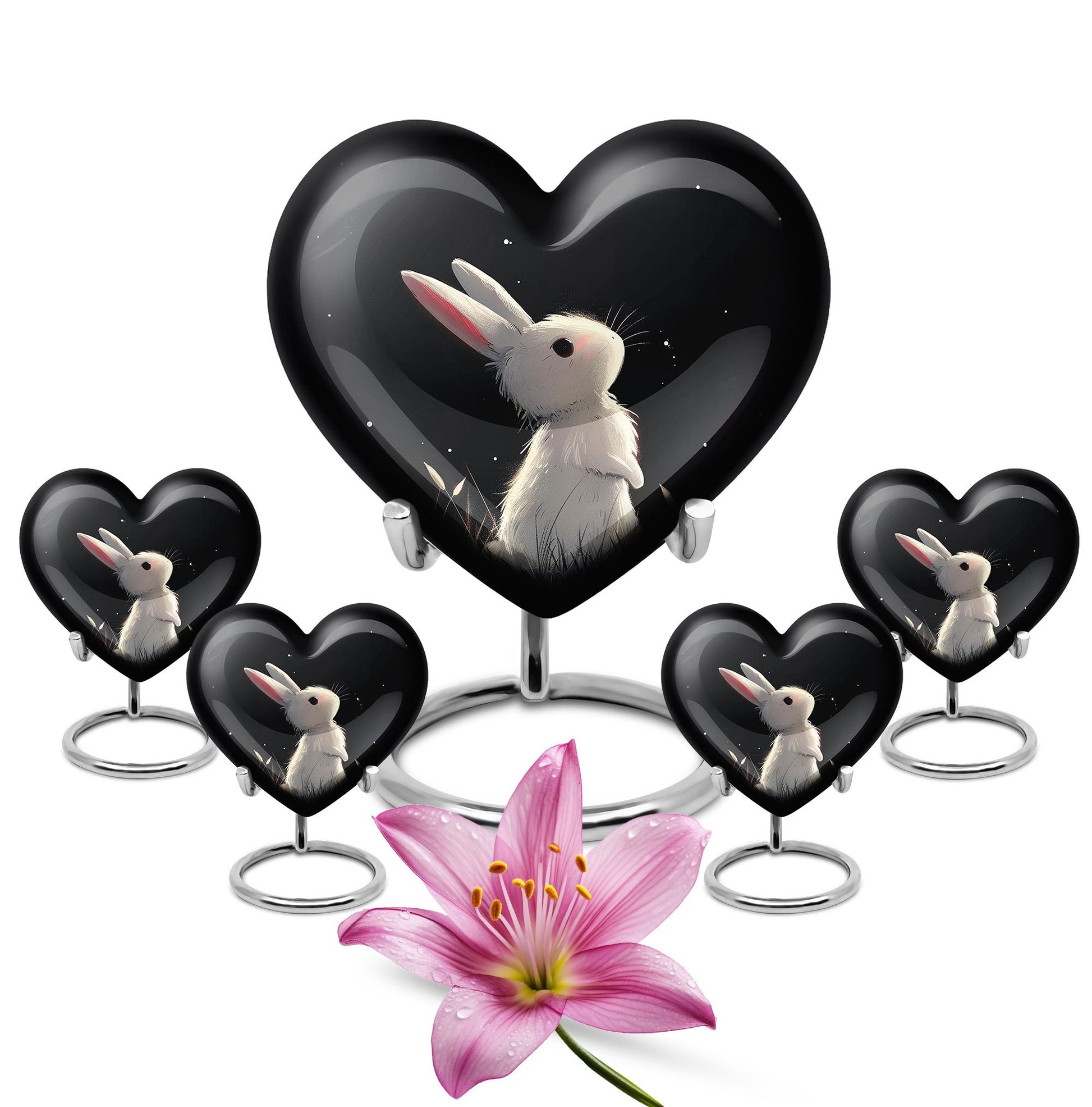 Black Baby Bunny Cremation Urn - Mini Urns For Pet Ashes