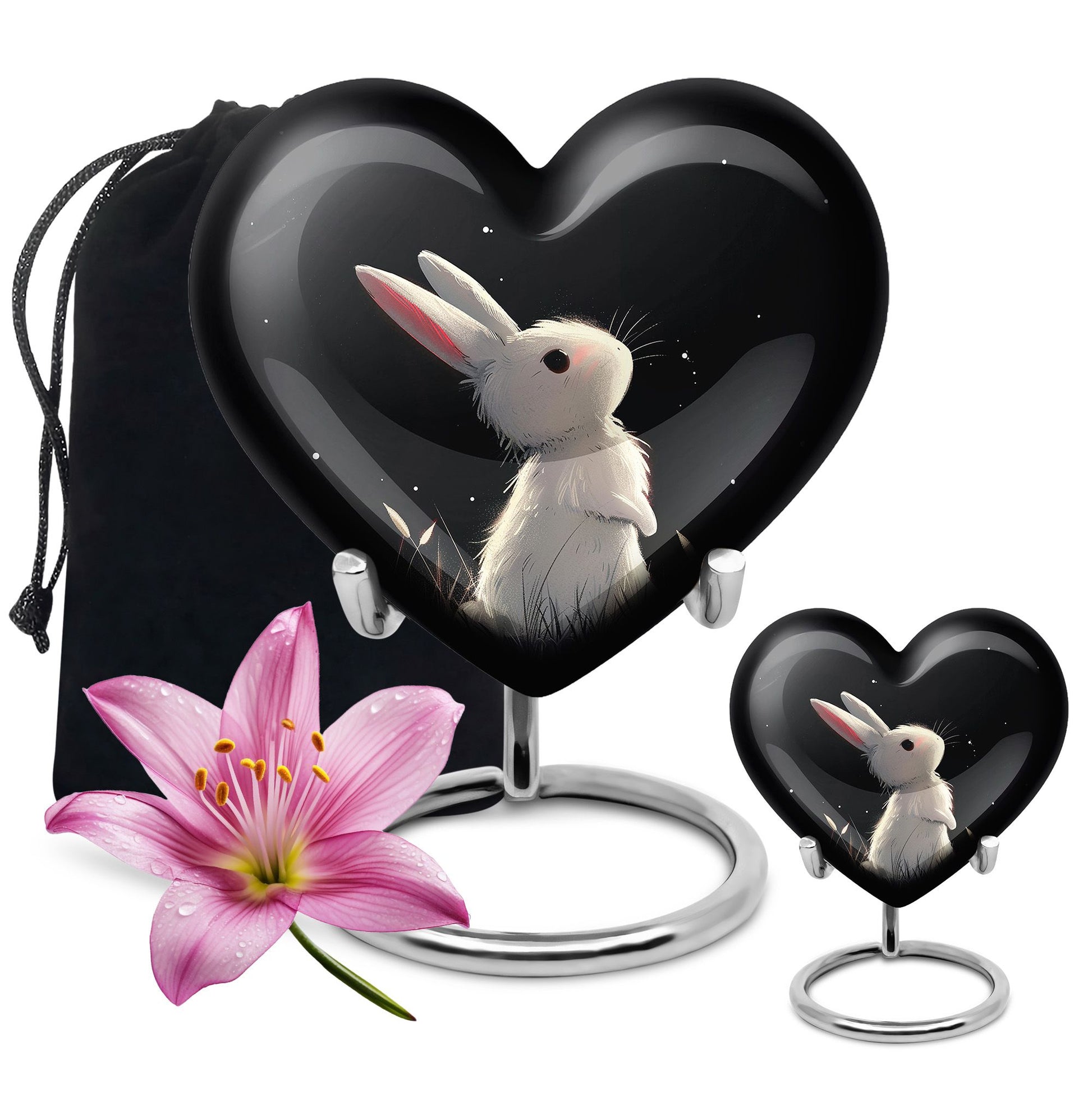 Black Baby Bunny Cremation Urn - Mini Urns For Pet Ashes