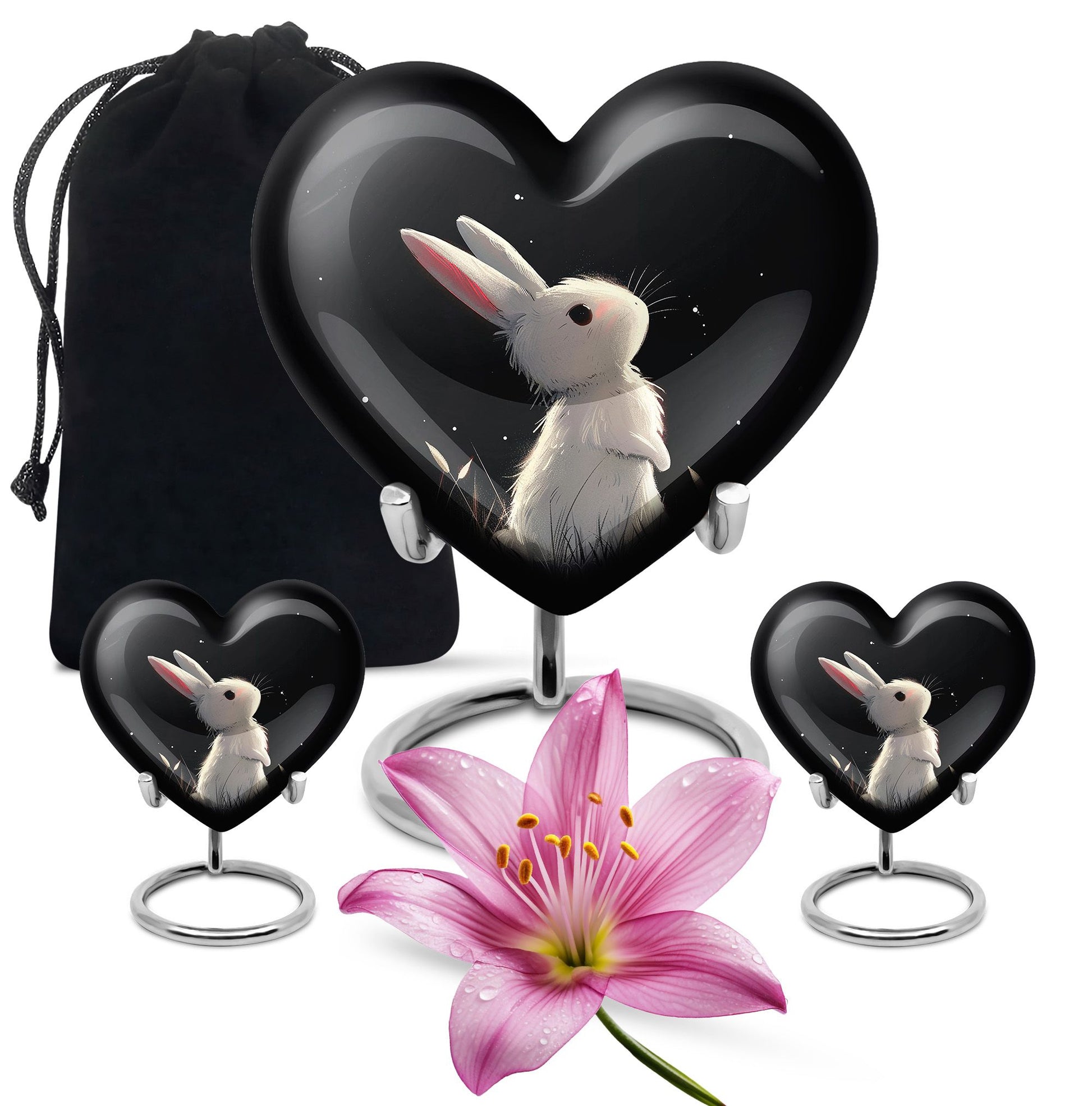 Black Baby Bunny Cremation Urn - Mini Urns For Pet Ashes