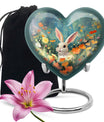 Colorful Flowers & Bunny Cremation Urn - Pet Urn For Ashes