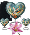 Colorful Flowers & Bunny Cremation Urn - Pet Urn For Ashes