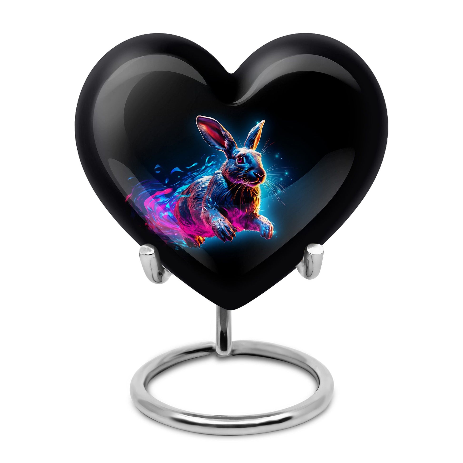 Vibrant Nebula Bunny - Rabbit Urn Memorial, Funeral Shape Urn