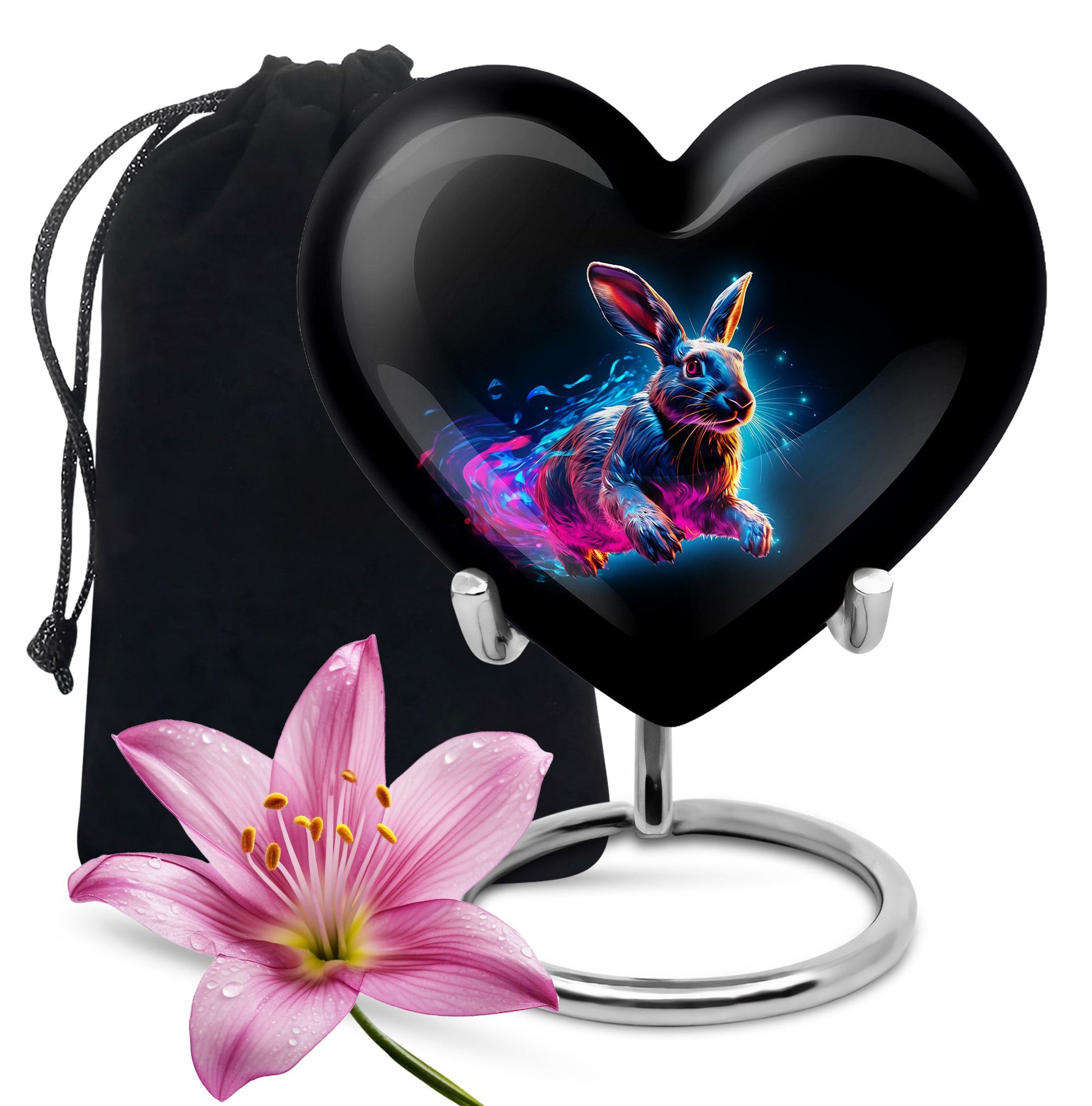 Vibrant Nebula Bunny - Rabbit Urn Memorial, Funeral Shape Urn