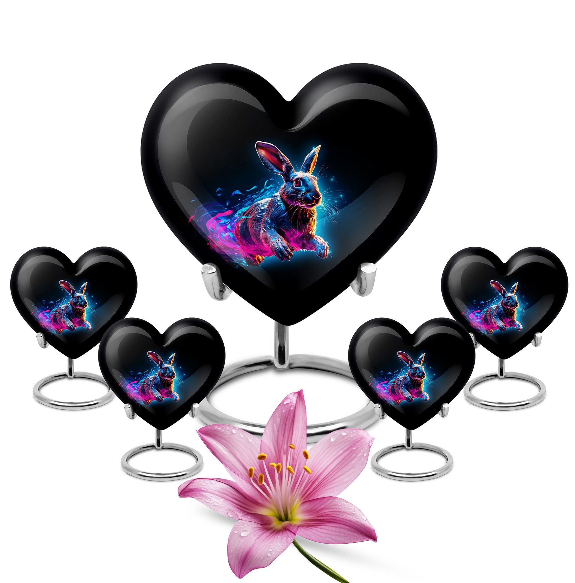 Vibrant Nebula Bunny - Rabbit Urn Memorial, Funeral Shape Urn