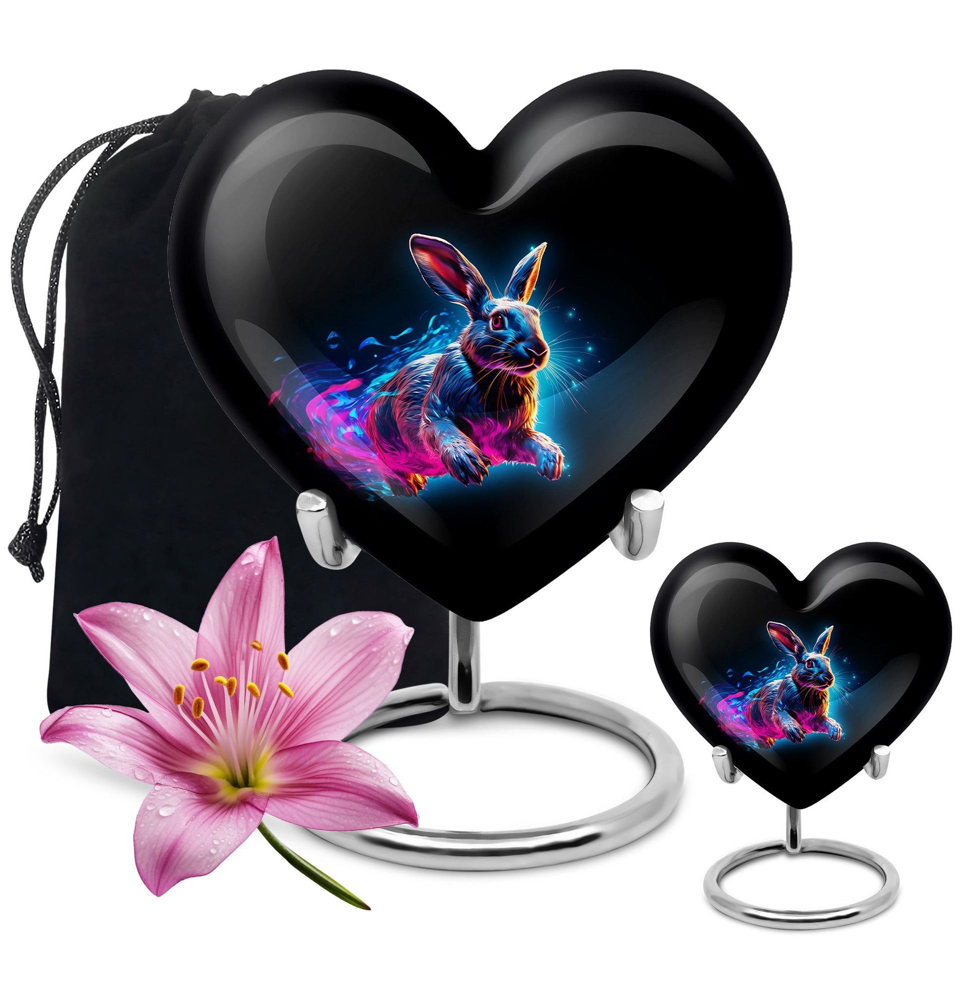 Vibrant Nebula Bunny - Rabbit Urn Memorial, Funeral Shape Urn