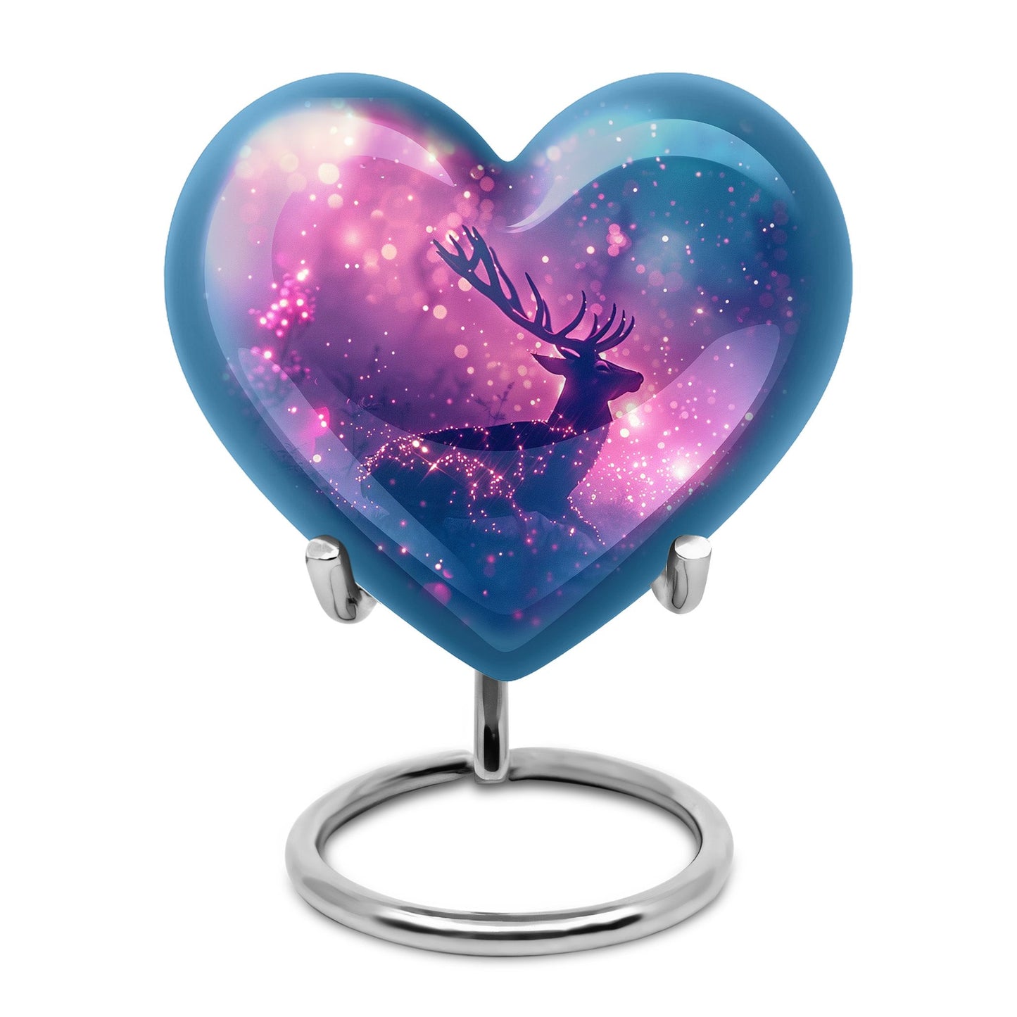 Purple Personalized Deer Cremation Urn for Human Ashes - 10-inch, 200 cu in - Yatskia