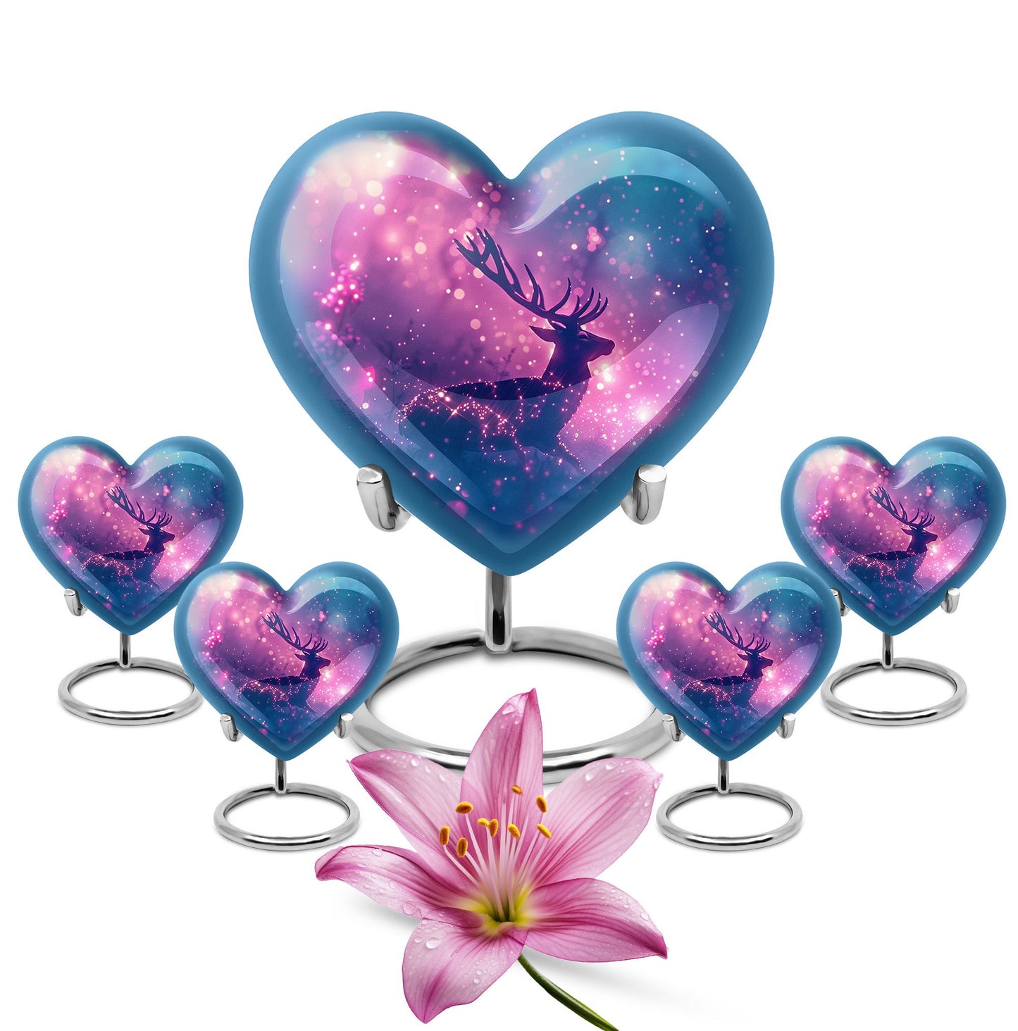 Purple Personalized Deer Cremation Urn for Human Ashes - 10-inch, 200 cu in - Yatskia