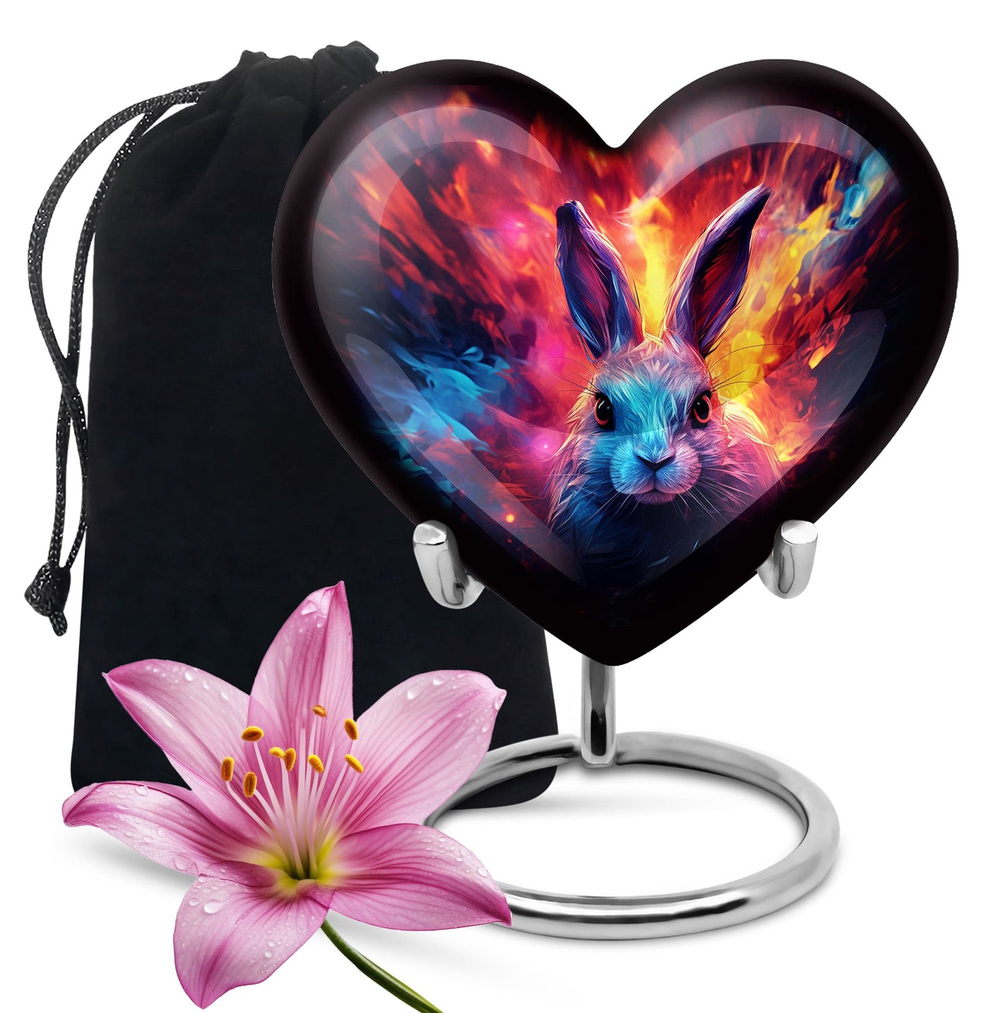 Colorful Personalized Rabbit Memorial Urn for Pet Ashes - 10-inch, 200 cu in - Yatskia