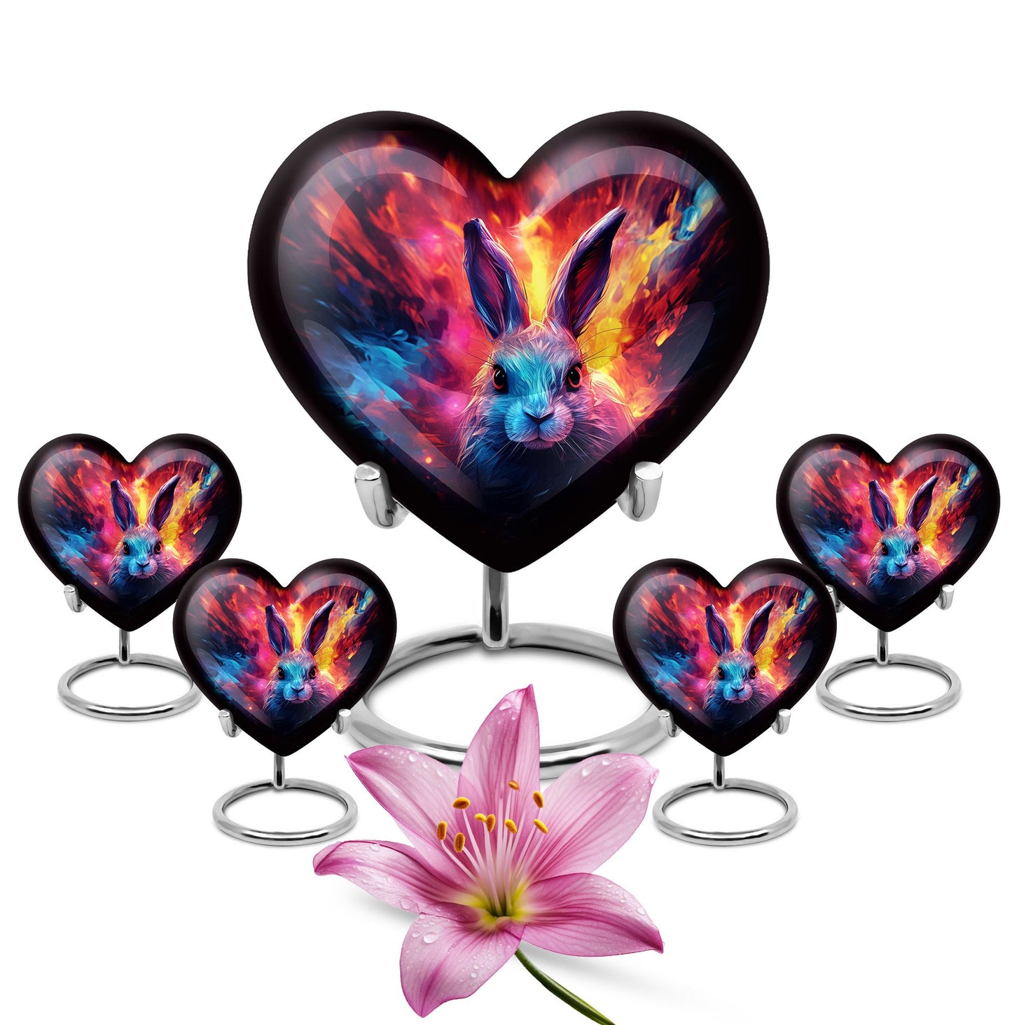 Colorful Personalized Rabbit Memorial Urn for Pet Ashes - 10-inch, 200 cu in - Yatskia