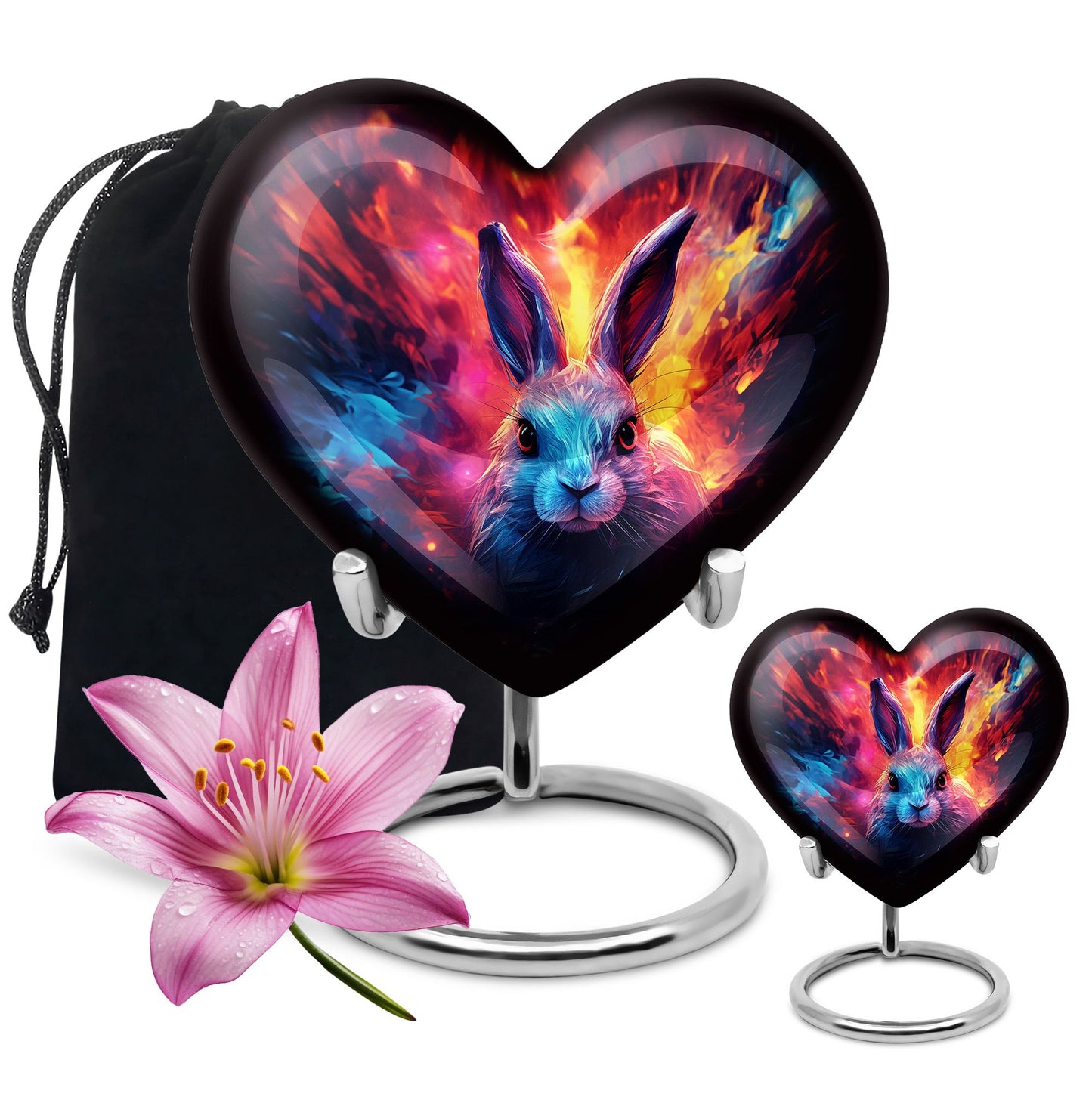 Colorful Personalized Rabbit Memorial Urn for Pet Ashes - 10-inch, 200 cu in - Yatskia