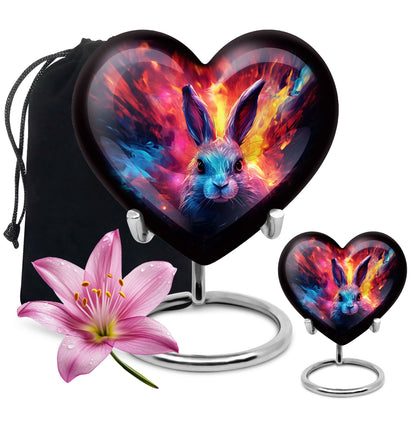 Colorful Personalized Rabbit Memorial Urn for Pet Ashes - 10-inch, 200 cu in - Yatskia
