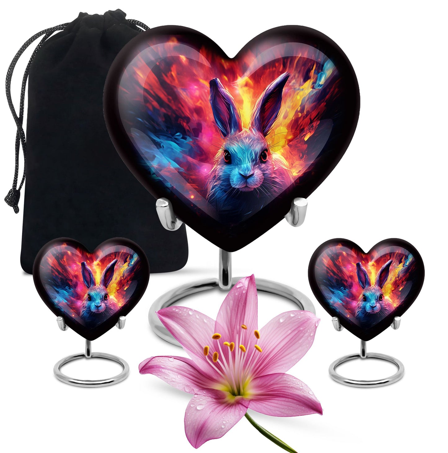 Colorful Personalized Rabbit Memorial Urn for Pet Ashes - 10-inch, 200 cu in - Yatskia