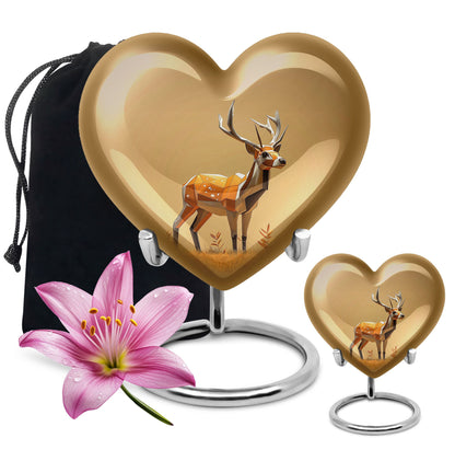 Personalized Deer Cremation Urn for Human Ashes - 10-inch, 200 cu in - Yatskia