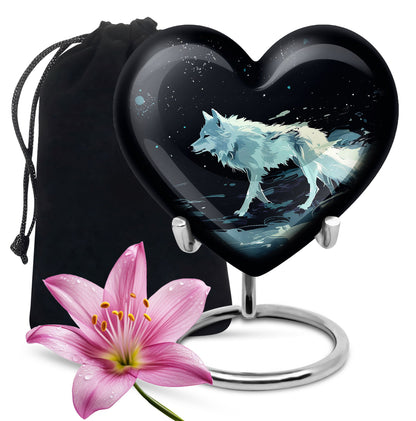 Personalized Wolf Cremation Urn for Human Ashes - 10-inch, 200 cu in - Yatskia