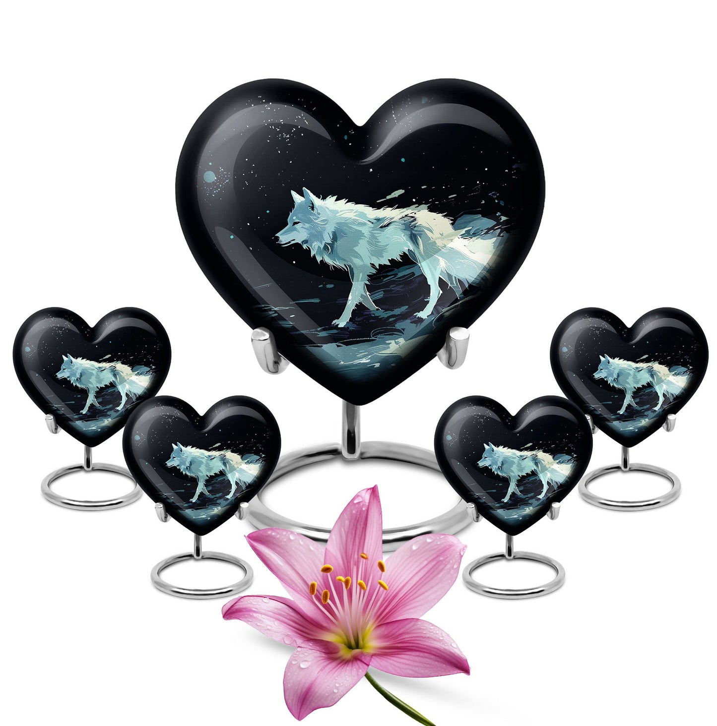 Personalized Wolf Cremation Urn for Human Ashes - 10-inch, 200 cu in - Yatskia
