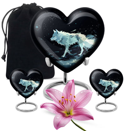 Personalized Wolf Cremation Urn for Human Ashes - 10-inch, 200 cu in - Yatskia