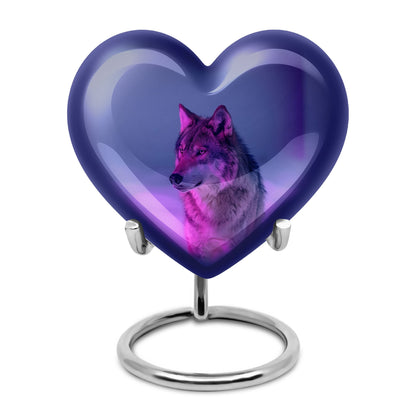 Purple Personalized Wolf Cremation Urn for Human Ashes - 10-inch, 200 cu in - Yatskia