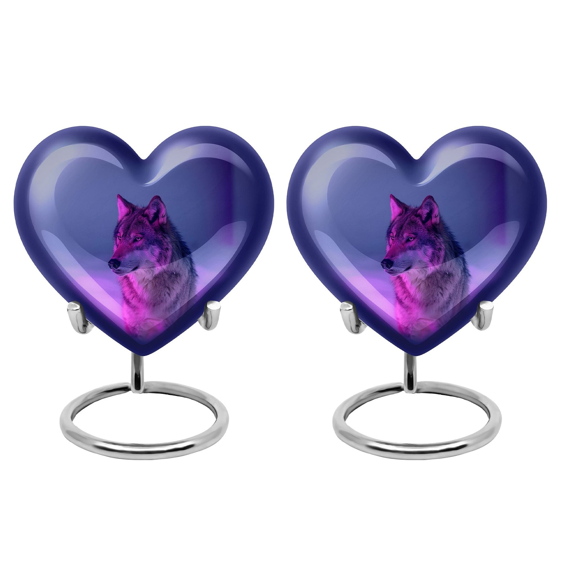 Wolf Cremation Urn for Ashes - Purple Wolf Design Memorial Urn