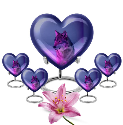 Purple Personalized Wolf Cremation Urn for Human Ashes - 10-inch, 200 cu in - Yatskia