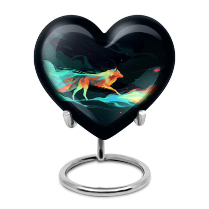 Colorful Personalized Wolf Cremation Urn for Mom - 10-inch, 200 cu in - Yatskia
