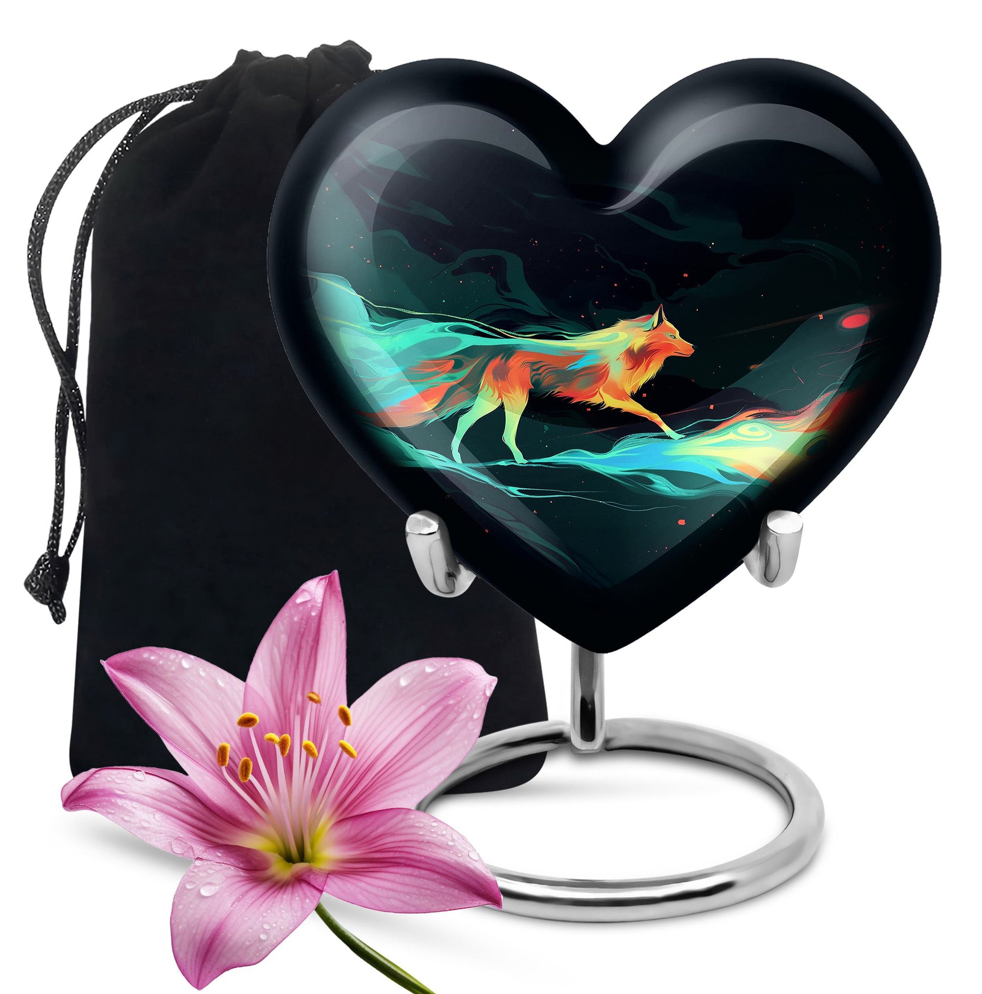 Colorful Wolf Cremation Urn for Human Ashes - Urn for Mom and Dad