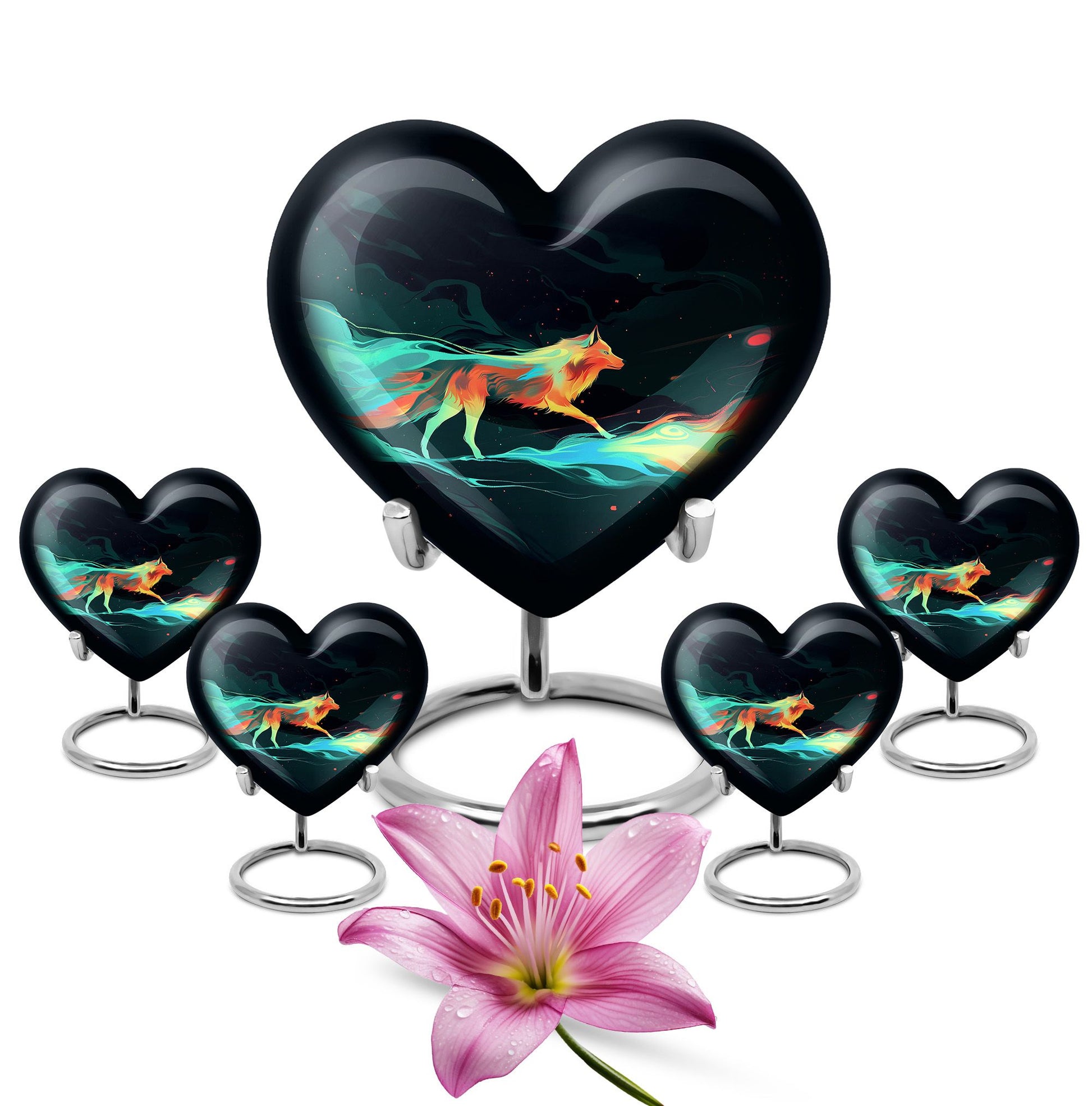 Colorful Wolf Cremation Urn for Human Ashes - Urn for Mom and Dad