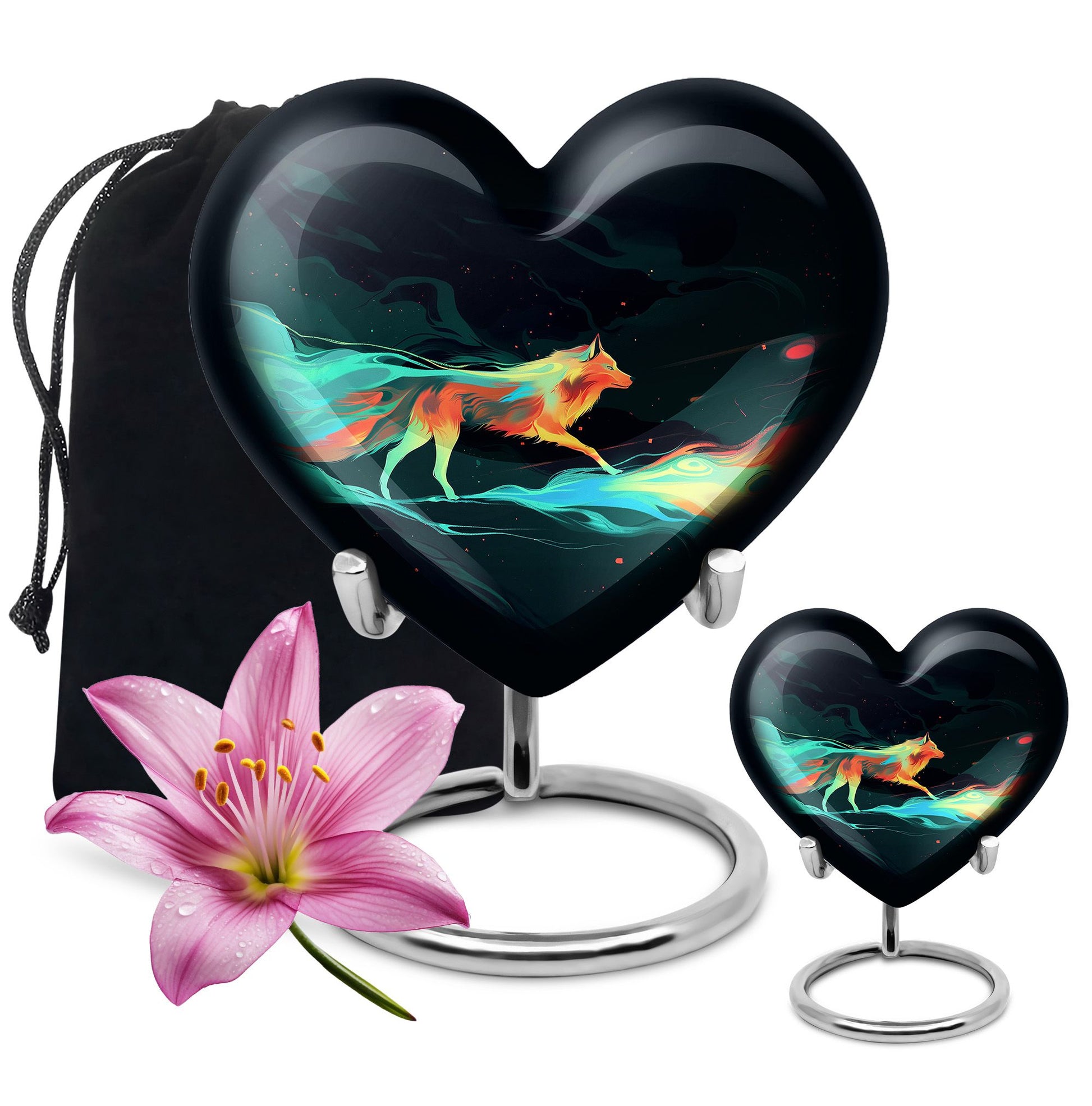 Colorful Wolf Cremation Urn for Human Ashes - Urn for Mom and Dad