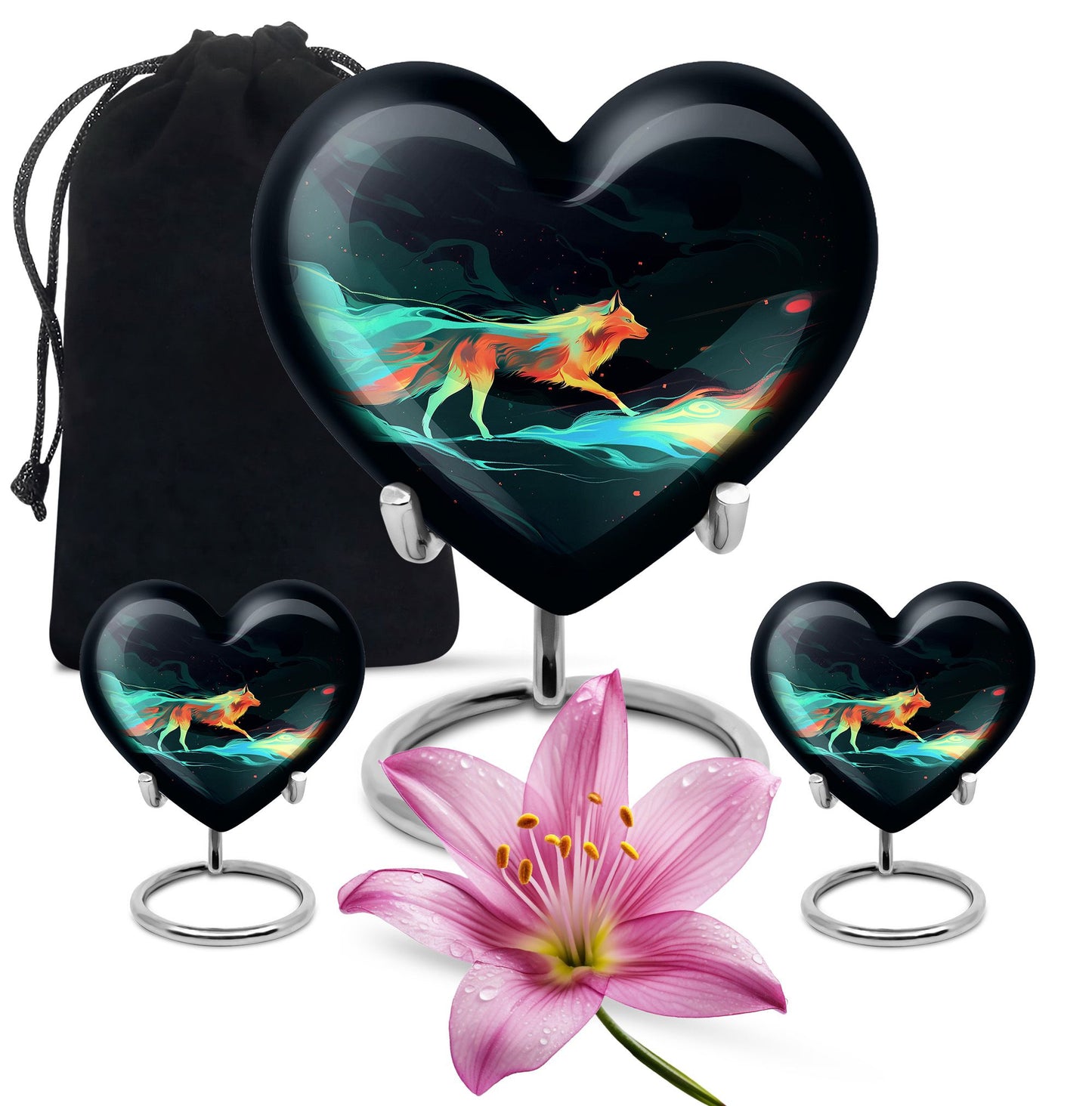 Colorful Personalized Wolf Cremation Urn for Mom - 10-inch, 200 cu in - Yatskia