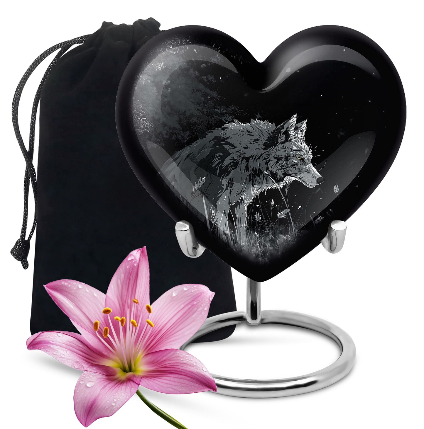 Personalized Wolf Cremation Urn for Men & Women - 10-inch, 200 cu in - Yatskia