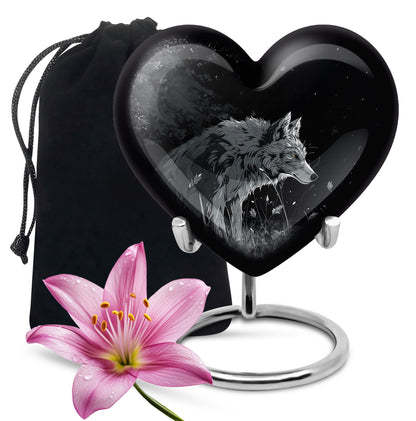 Personalized Wolf Cremation Urn for Men & Women - 10-inch, 200 cu in - Yatskia