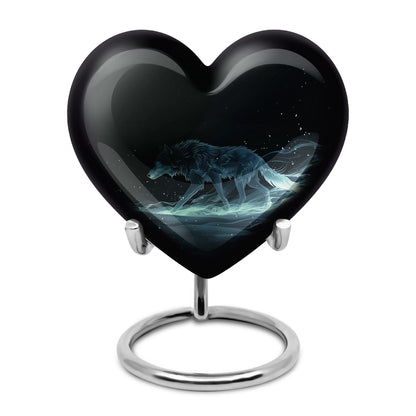Blue Personalized Wolf Cremation Urn for Adults - 10-inch, 200 cu in - Yatskia