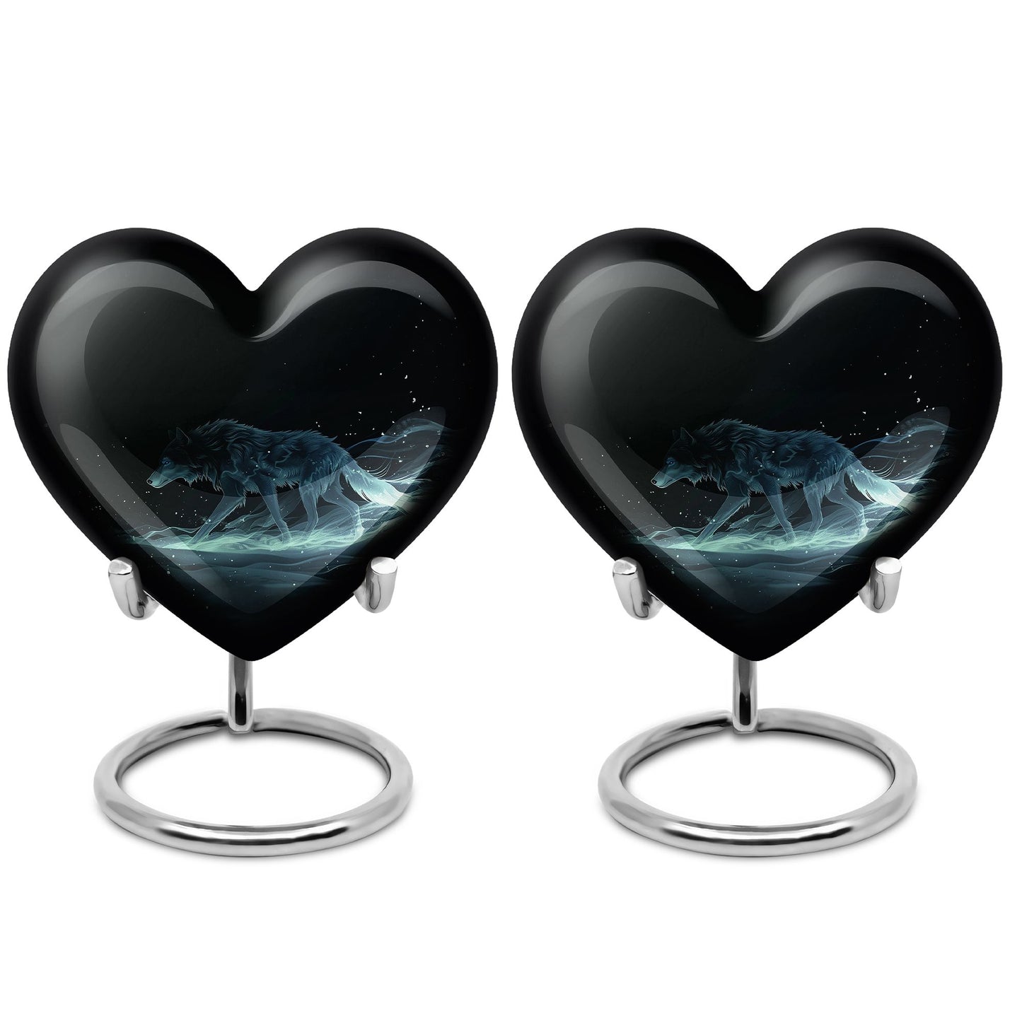 Blue Personalized Wolf Cremation Urn for Adults - 10-inch, 200 cu in - Yatskia