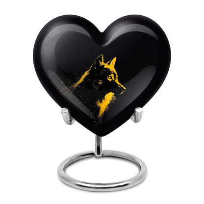 Black Personalized Wolf Cremation Urn for Adult - 10-inch, 200 cu in - Yatskia