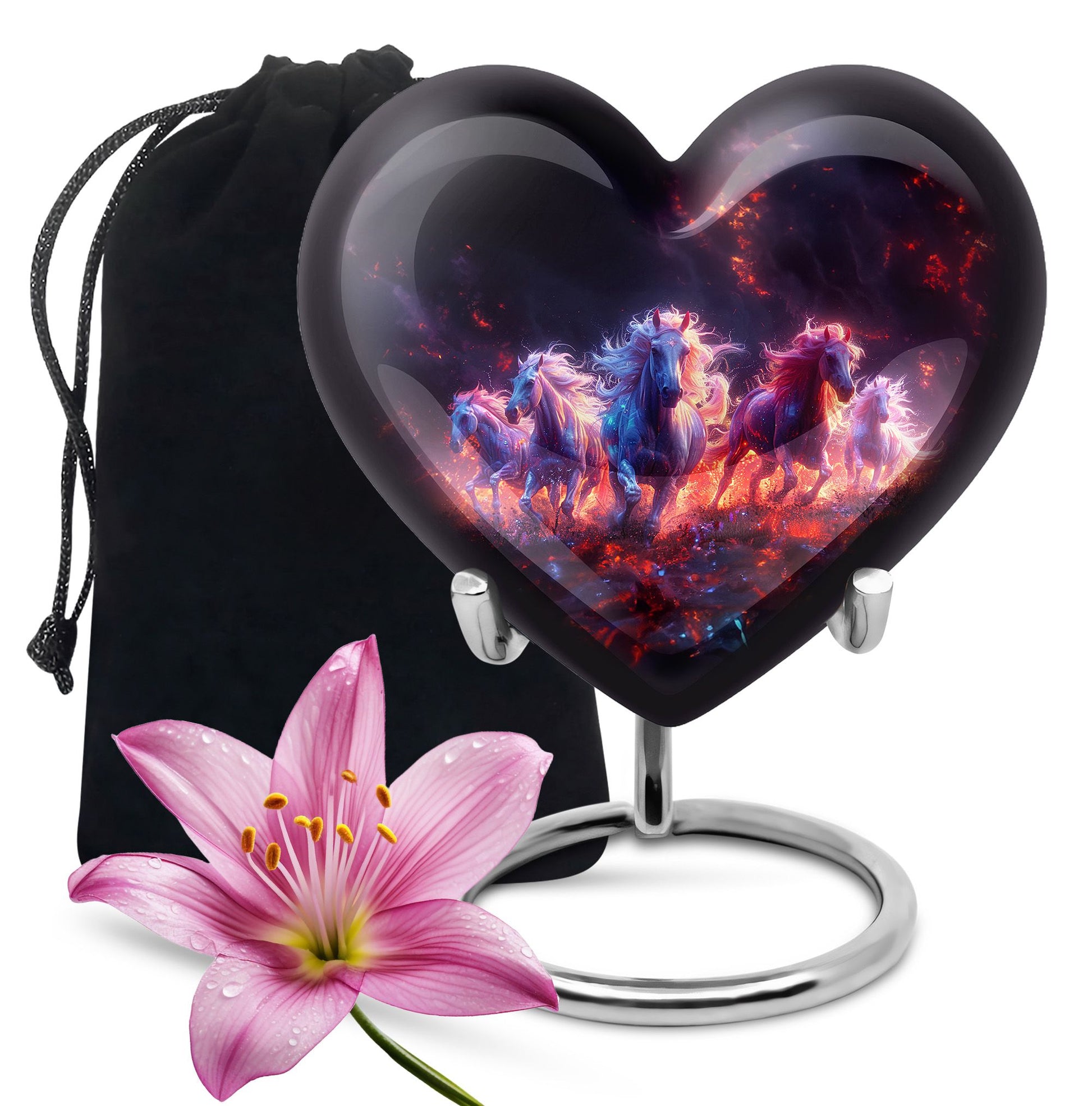 Galloping Horses Cremation Urn for Human Ashes - Urn Keepsake Set