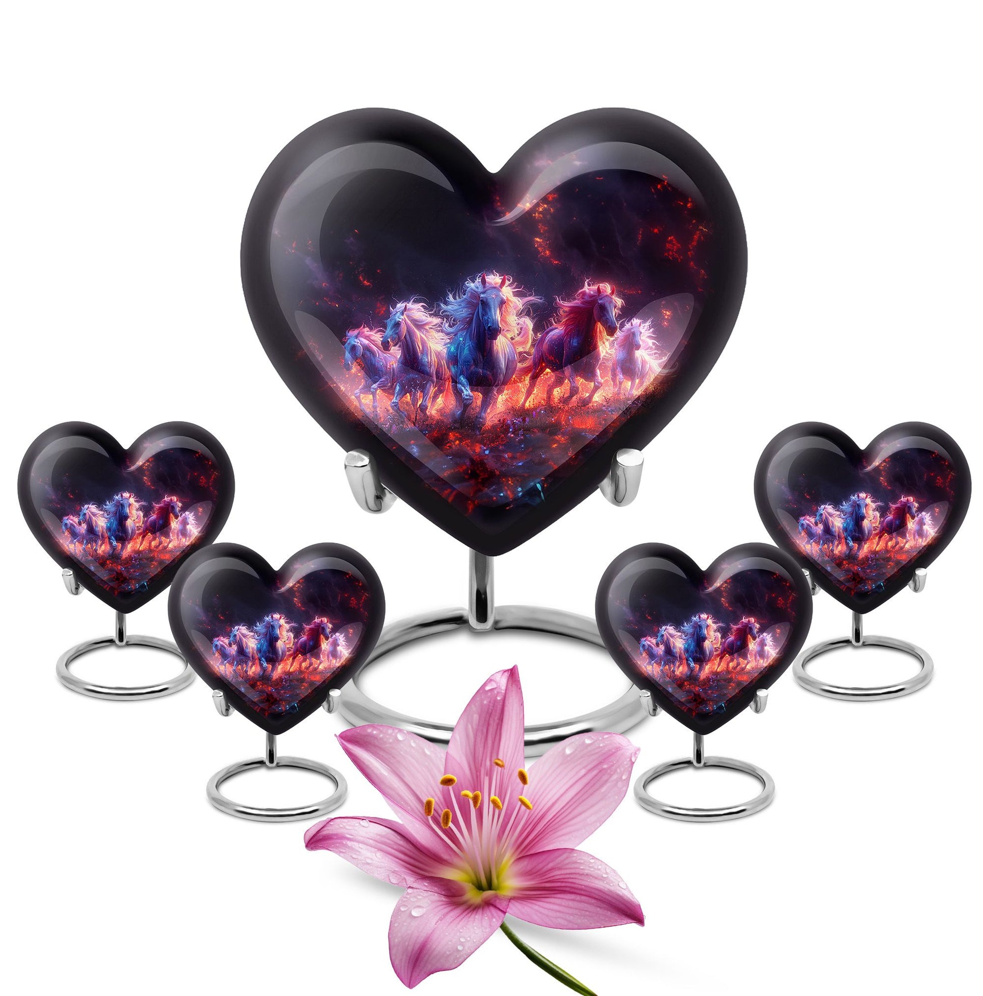 Galloping Horses Cremation Urn for Human Ashes - Urn Keepsake Set