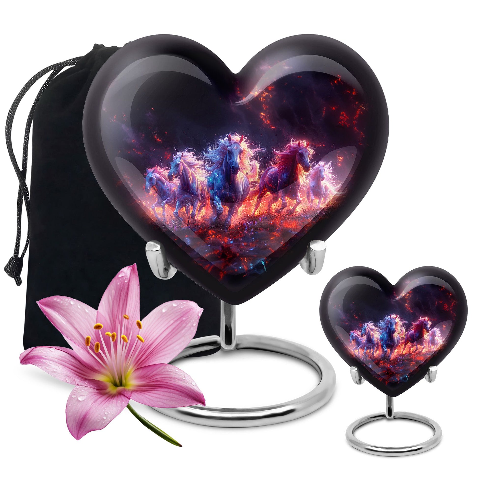 Galloping Horses Cremation Urn for Human Ashes - Urn Keepsake Set