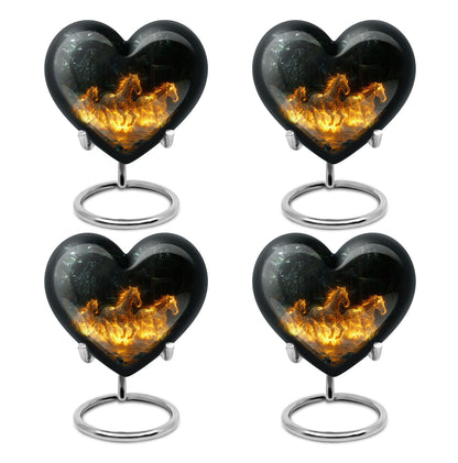 Horse Urn for Human Ashes, Glowing Fiery Horses Running Through Water, Cremation Urn